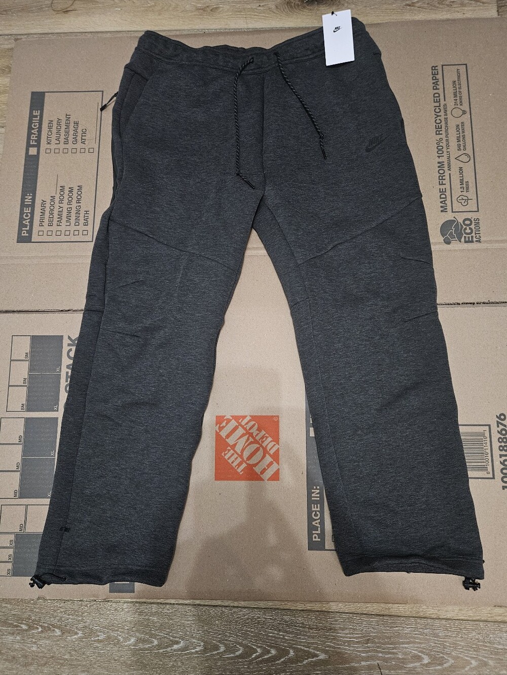 Nike Tech Fleece Open Hem Black Heather Pants